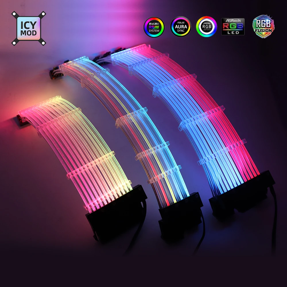 Rainbow Case Lighting Strip Cabo de Extensão Argb Gpu 8pin Rainbow Strip Mais Strimer 24pin Mobo Vga Mais + Rgb Extender Reajuste Gamer - Imagem 2