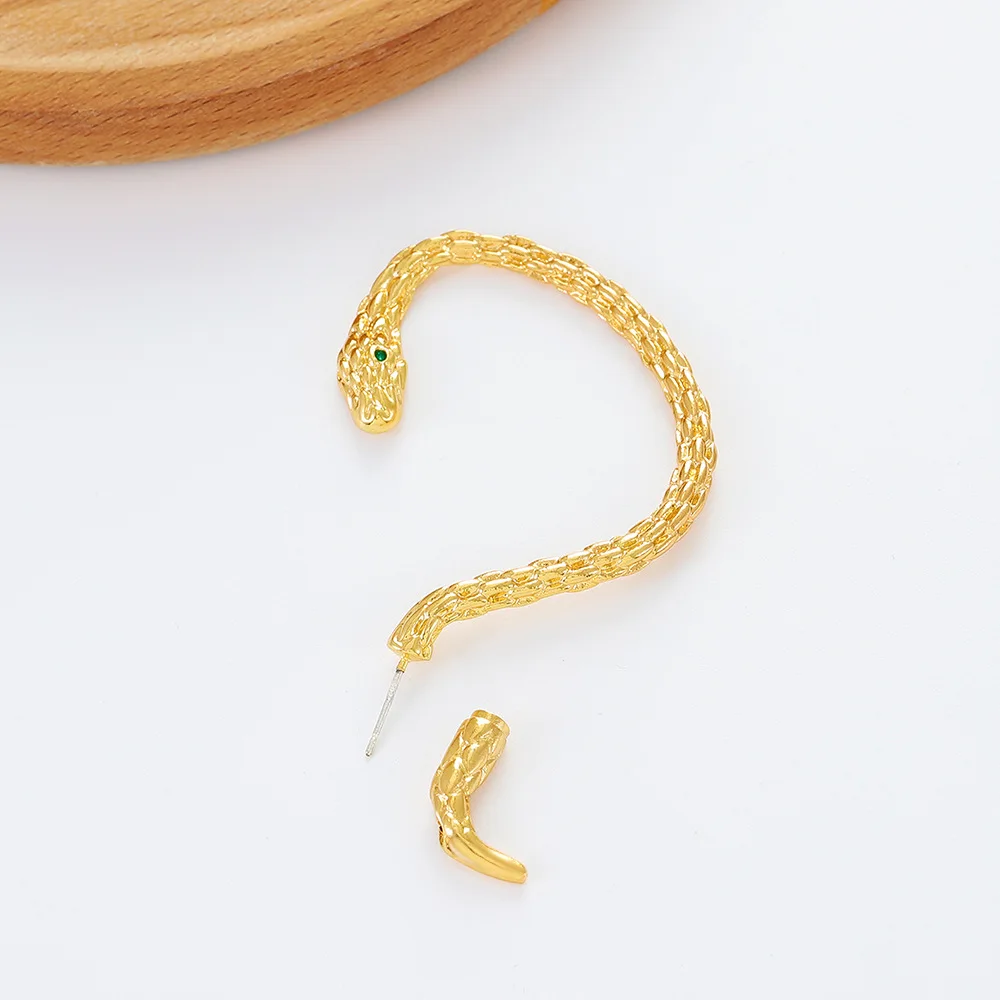 Gold Plated Snake Shape Zircon Clip Earrings Vintage Punk Geometric Animal Earring For Women Trend Party Jewelry WANZHI ear clip earrings clip earrings ear clip ear accessories