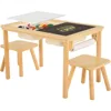 Multifunctional Sensory Table with 2 Chairs & Paper Roll, Wooden Sand and Water Activity Table with  Foldable Storage Bins 1