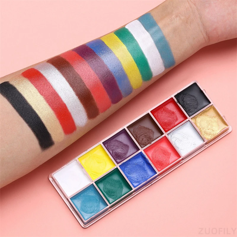 Description Picture 4 of itemFace Body Painting Cream Waterproof Full Color Non Toxic Safe Paint Oil Christmas Halloween Makeup Palette Tattoo Art Party Tool