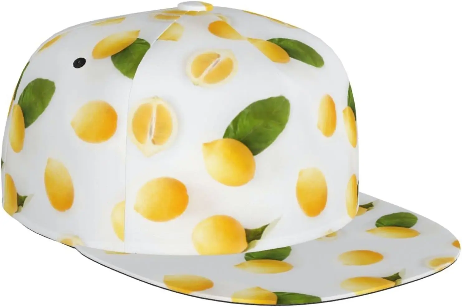 

Watercolor Yellow Lemon Fruit Summer Flat Bill Hat, Unisex Snapback Baseball Cap Hip Hop Style Flat Visor Blank Adjustabl