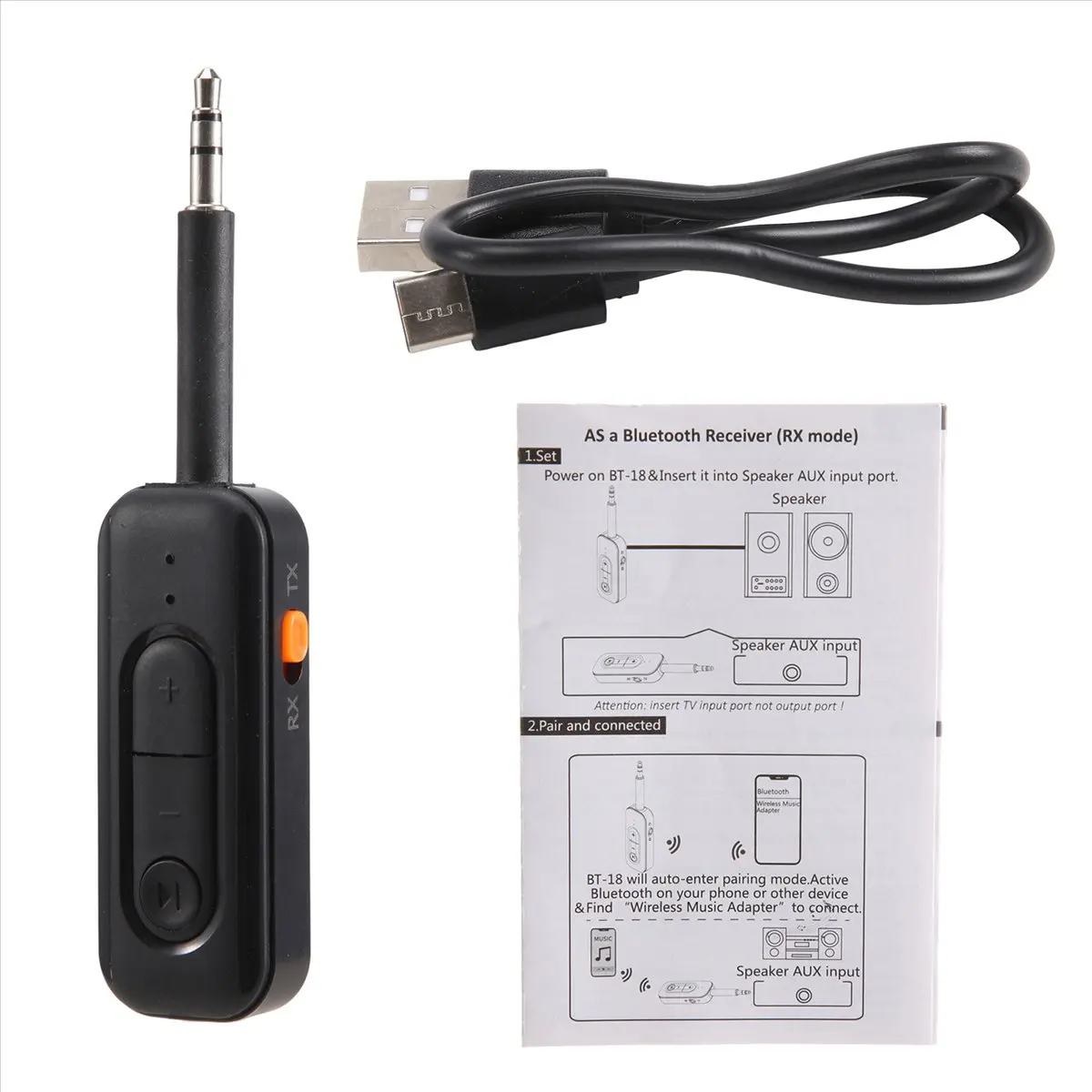 A23G 2 in 1 수신기 송신기 5.2 블루투스 3.5mm AUX 스테레오 무선 오디오 어댑터(헤드폰 TV 오디오용 마이크 포함)