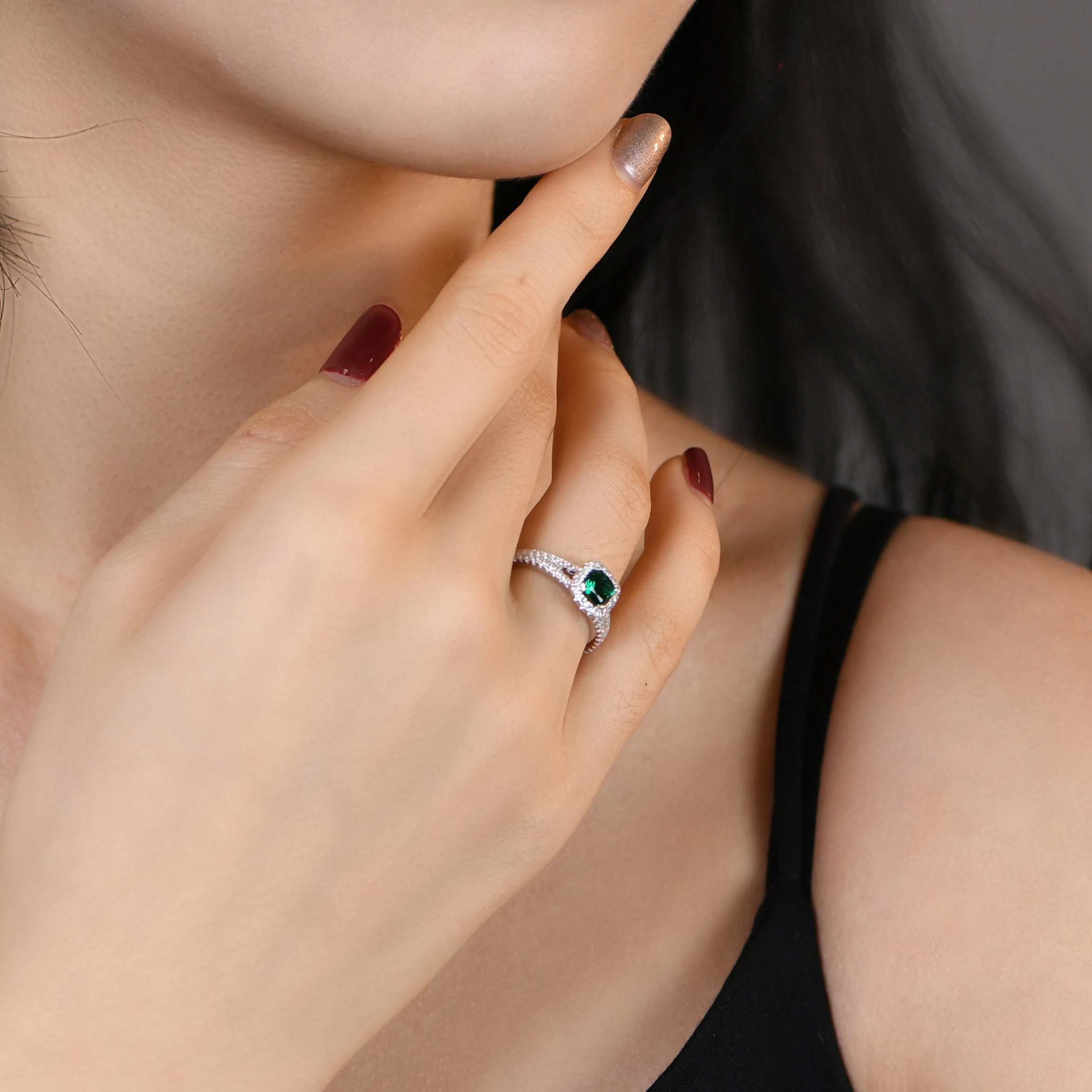 ATTAGEMS 100% 925 Sterling Silver Cushion Emerald Corundum Gemstone Wedding Party 18k Gold Plated Women Rings Fine Jewelry 3