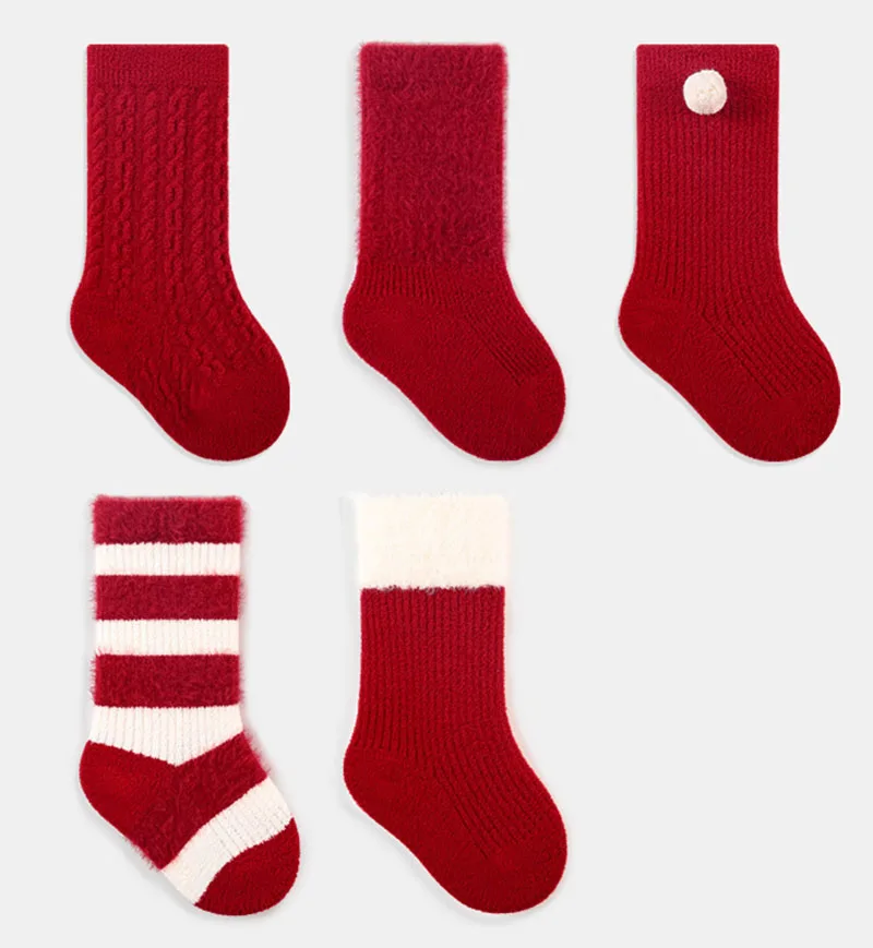 Warm Fleece Padded Stripe Socks for Kids Girls