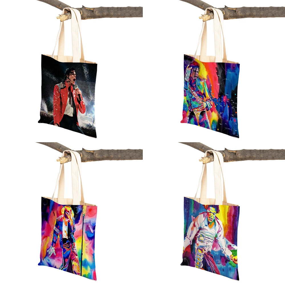 Michael Jackson Shopping Bag Double Print Shopper Supermarket Bags Design Women Handbag Eco Portable Convenient Storage Tote