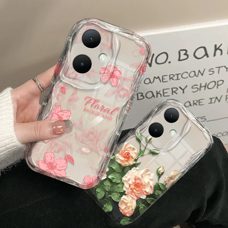 Shockproof Flower Pattern Flexible TPU Case - Protective Back Cover s