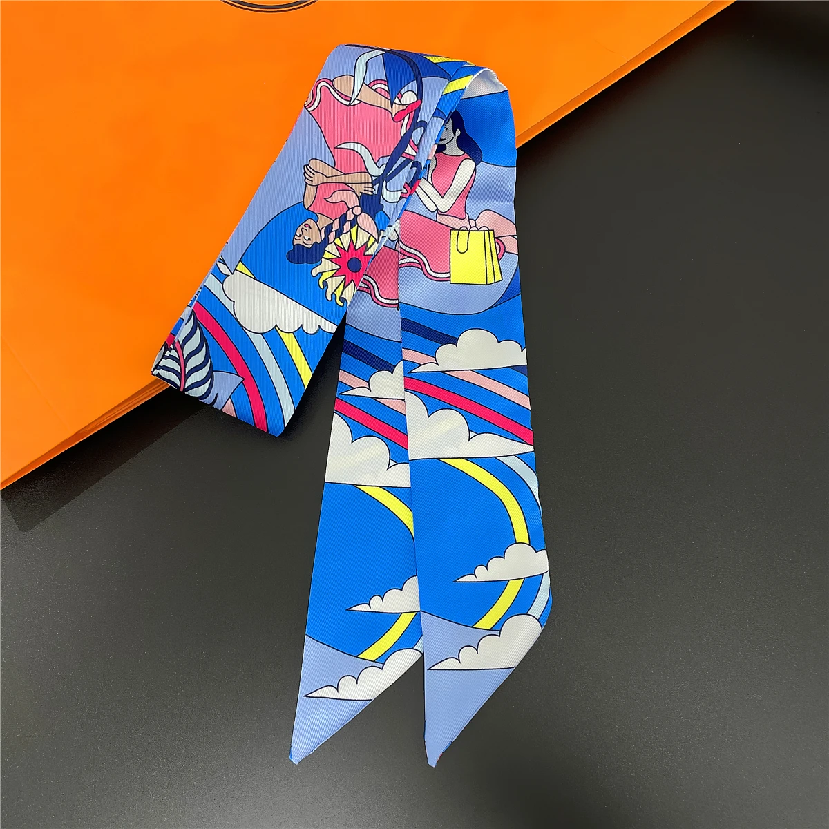 Écharpe Imprimée Dessin Animé pour Femme, Marque de Luxe, Bandeau
