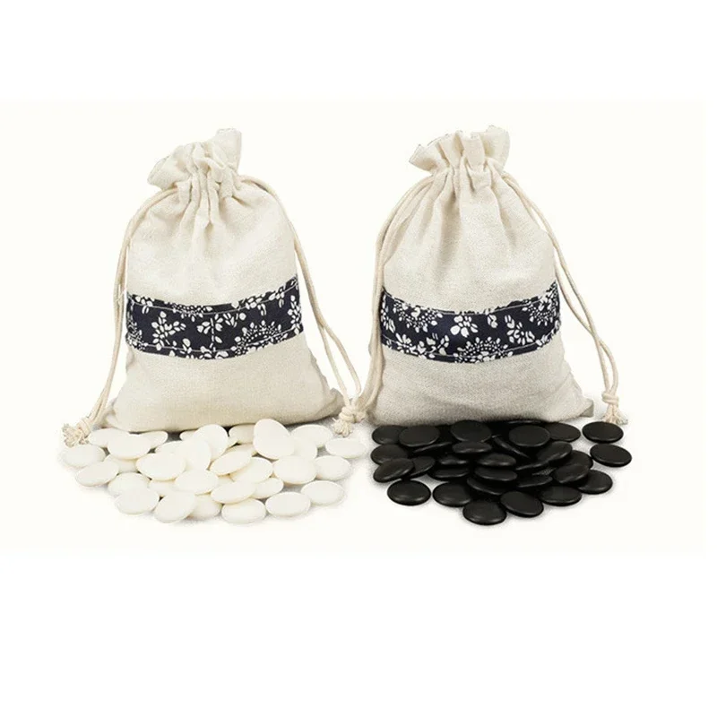 Standard Go Chess Use For Match 19 Line 361pcs Chessman Go chess Game Diameter 2.2cm Leather Chessboard Cloth Bag Weiqi toy Board Game Magnetic Chess Set Foldable Chess Board Table Games Folding Chess Board Chess Pieces and Board