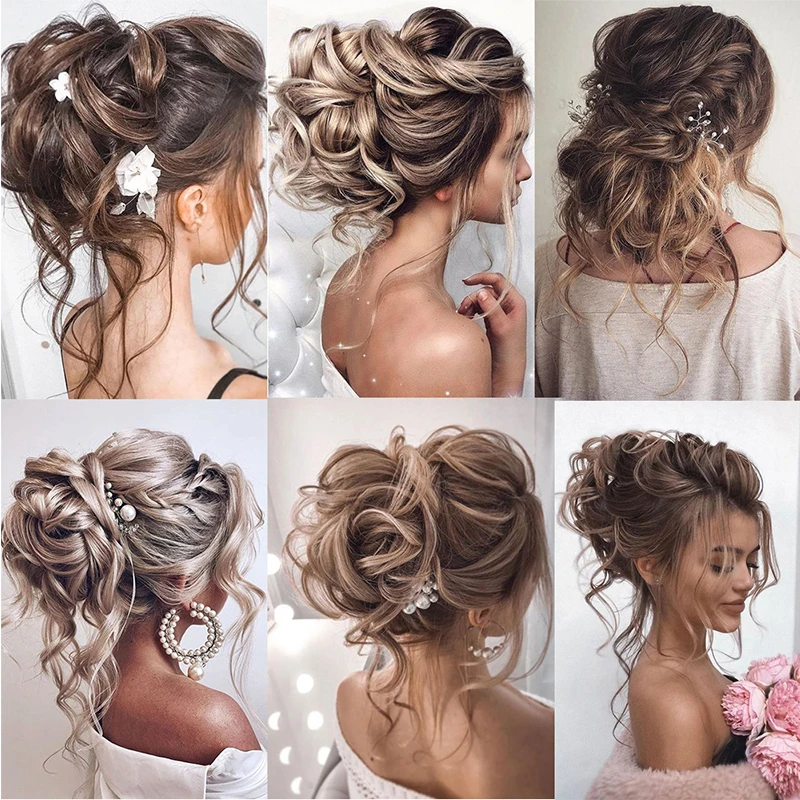 MANWEI Synthetic Curly Donut Chignon With Elastic Band Scrunchies Messy Hair Bun Updo Hairpieces Extensions for Women images - 6