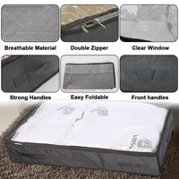 Foldable Under Bed Bags Under Bed Storage Boxes Zippered Organizer Thick Breathable 2 Pcs Underbed Clothes Storage Bags 2