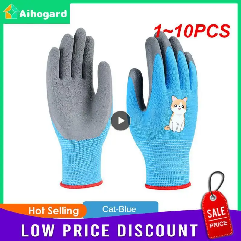 1~10PCS Gardening Gloves Kids Durable Waterproof Garden Work Gloves Non-Slip Children Safety Yard Work Portable Garden