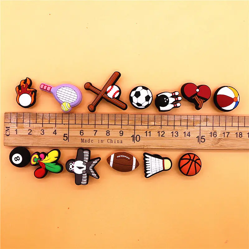 Original 1pcs Ball Sports PVC Shoe Buckle Accessories Shuttlecock Kite Shoes Charms Clips Clogs Pins Decor Unisex Cool Gifts images - 6