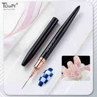 1*Nail Art Brushes Nail Liner DIY Drawing Painting Flower Line Stripes Pen 4mm-25mm Metal Handle Nail Art Brush With Cover Nail  1