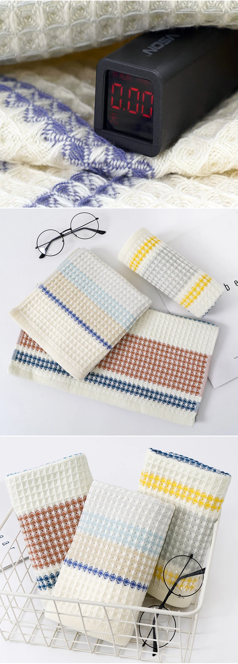 70x140cm pure cotton thickened household towel Not falling off soft absorbent adult towel colorful Striped adult bath towel