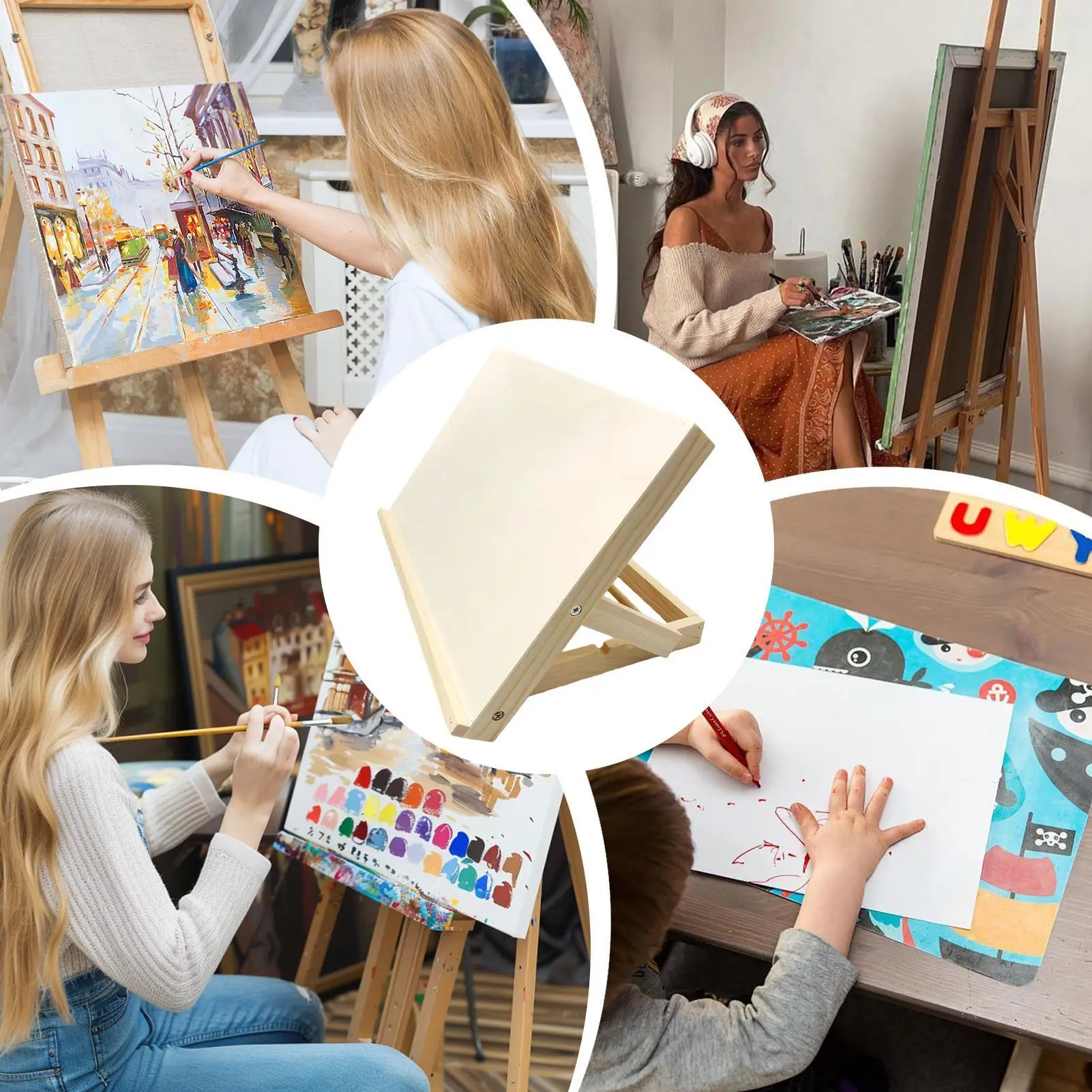 Foldable Desktop Easel For Painting Wooden Adjustable Angle Holder Foldable Painting Easel Tabletop For Adults Beginners Teens - 4