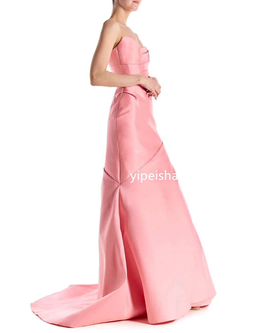 High Quality Pleat Trumpet Sweetheart Long Dresses Cocktail Dresses Sparkle Chinese Style Formal Simple Sizes Availab