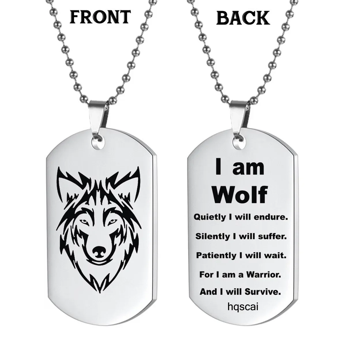 

Men'S Wolf Head Pendant Simple Titanium Steel Military Dog Tag Necklace Halloween, Christmas Fashion Jewelry Gifts