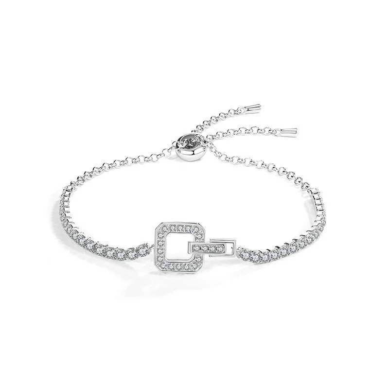 

QZS002 Lefei Fashion Luxury Trend Classic Hollow Square Moissanite Bracelet Elegant Women Sterling Silver 925 Party Jewelry Gift