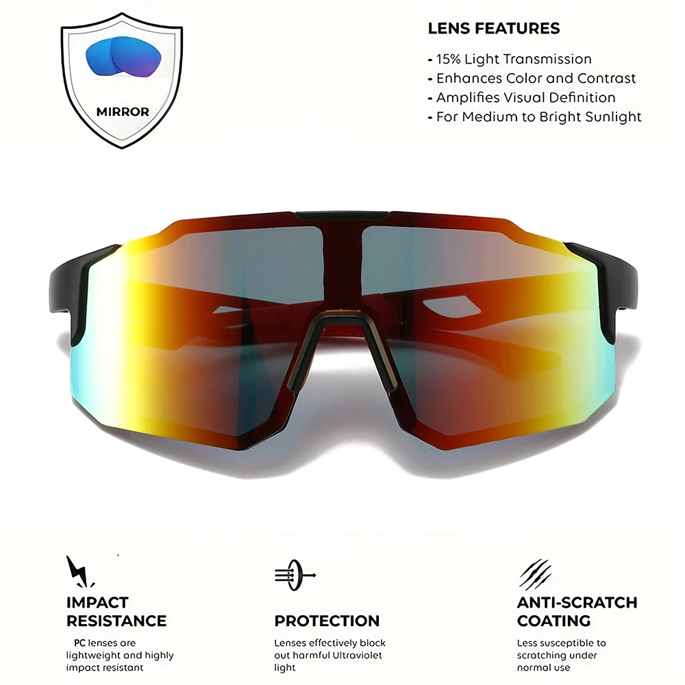 Vibrant Wraparound Sports Sunglasses - UV400 Protection, Unisex Comfort Fit for Outdoor Activities