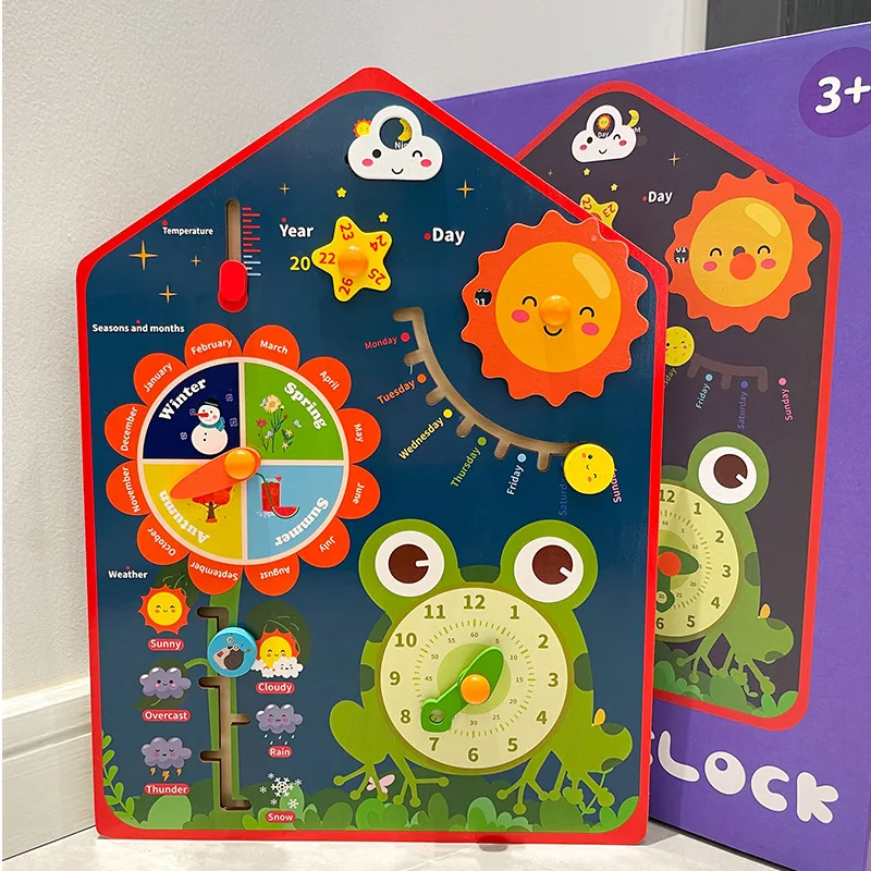 

Montessori Materials Wooden Clock Kids Toys Time Learning Teaching Aids Toys For Children Life Skills Training Games Kids Toys