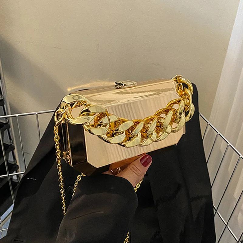 Designer Clutch Bag Gold Silver PVC Box Design Party Evening Chain Shoulder  Crossbody Bags Mini Purses and Handbags - AliExpress