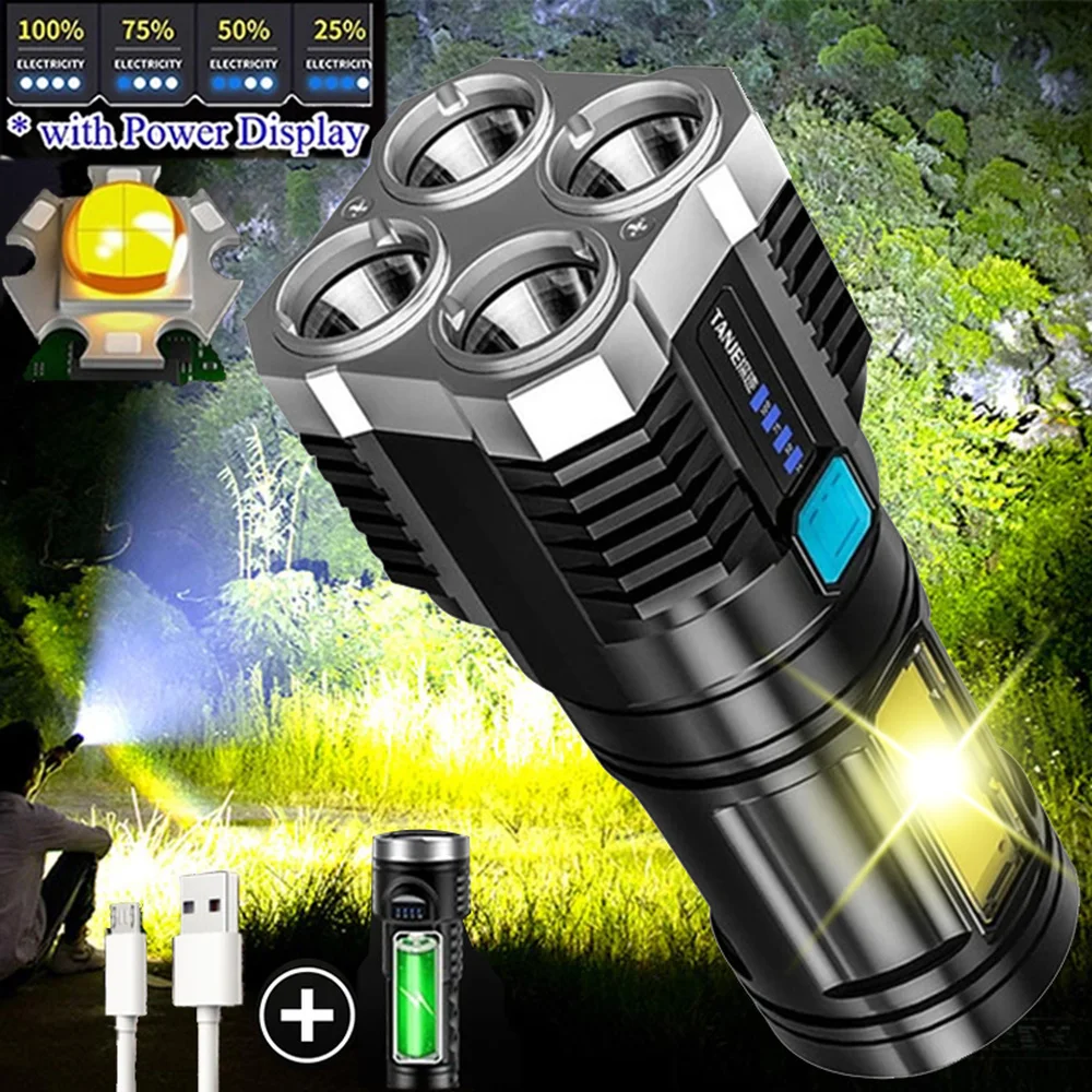 3 Gears Mini ABS Led Flashlight High Power Torch Light USB Rechargeable Lantern