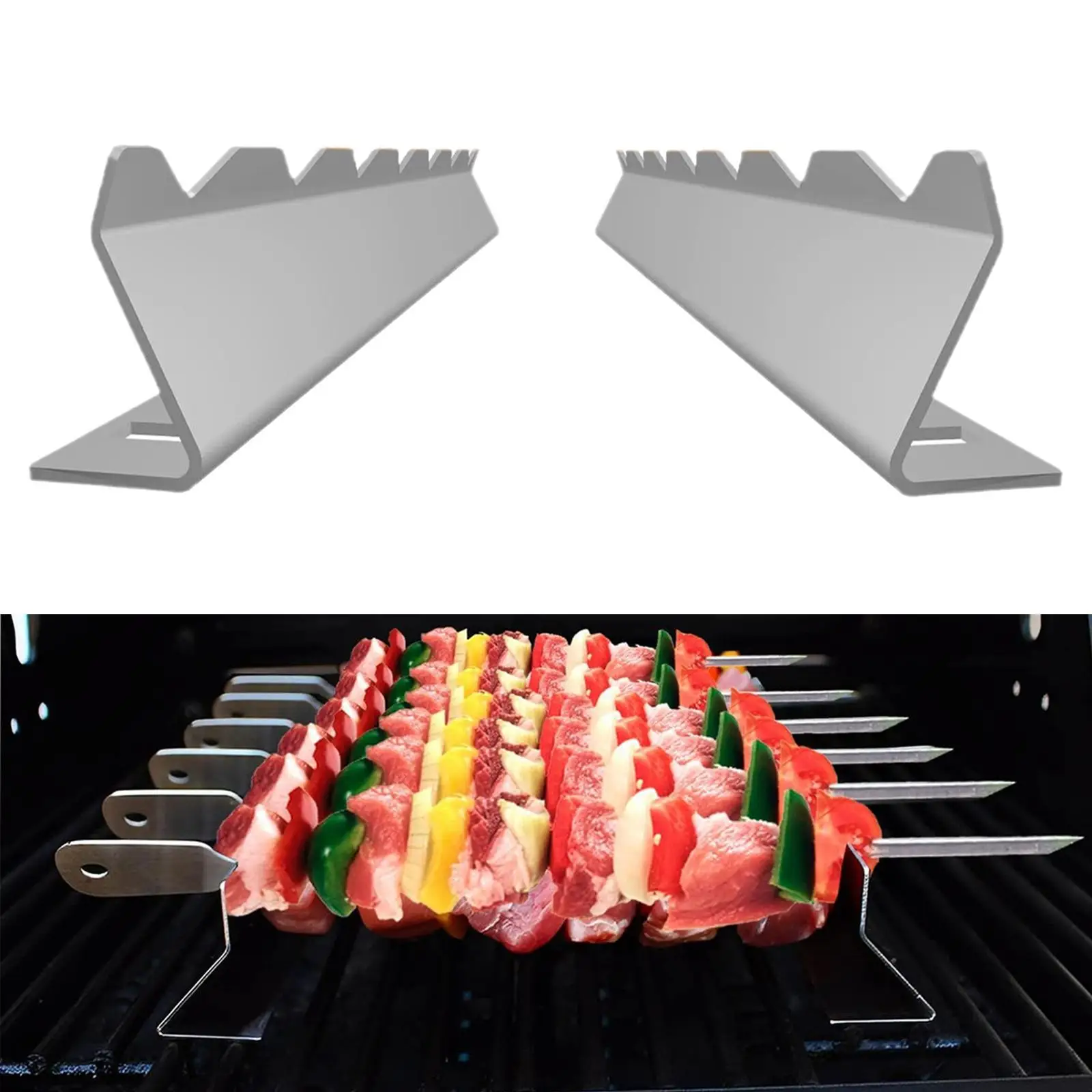 Skewers Rack Set Metal BBQ Barbecue Sticks Kabob Skewers Metal for Grilling for Chicken Vegetables BBQ Seafood Grilling