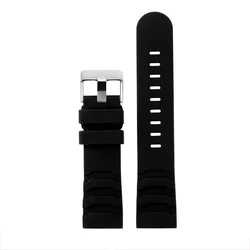 Universal Waterproof Silicone Watch Strap - Durable 24mm Rubber Wristband - 24mm (Black - silver)