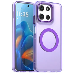 Magnetic Wireless Charging Case in Candy Colors with Transparent Shell - Motorola Moto G86 (Purple)