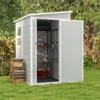 5x4 FT Outdoor Storage Shed, Resin Storage Shed with Floor & Lockable & Window Door for Patio Furniture,Garden Tools and Bicycle 3