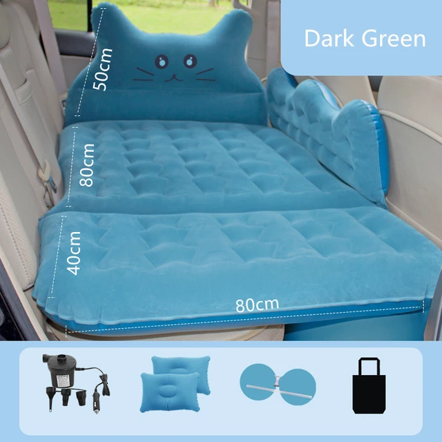  Cama inflable para coche, colchón de coche, fila trasera,  almohadilla para dormir, cama de aire todoterreno, colchoneta de  campamento, colchón de aire, accesorios para automóviles, color azul :  Deportes y Actividades