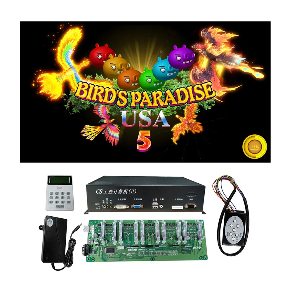 USA Popular 4/6/8/10 Players Bird’s Paradise 5 Bird Fish Hunter Arcade Shooting Game Machine Host Accessories
