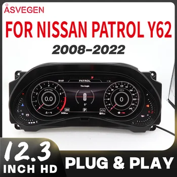 Panel de Instrumentos Digital de 12.3 Pulgadas para Nissan Patrol Y62 2008-2022, Pantalla LCD para el Tablero de Instrumentos, Velocímetro, Pantalla de Cabina Virtual Linux 1