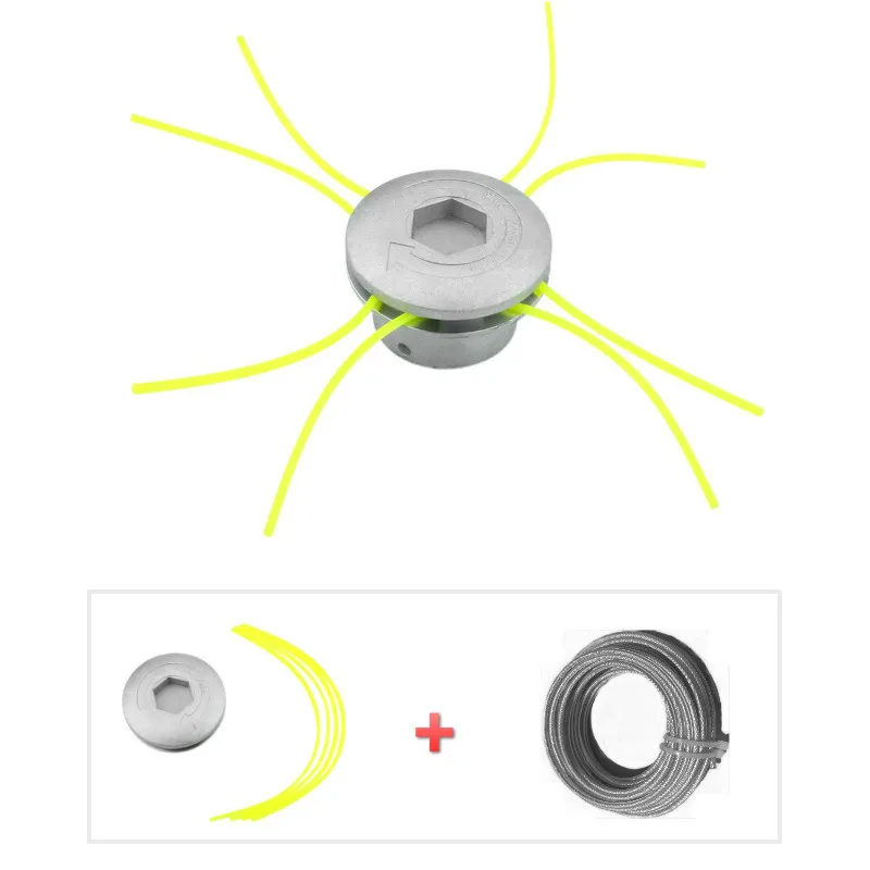 Grass Trimmer Head Aluminum Trimmer Head Silver Aluminum Grass Trimmer Head Brush Cutter Head Thread Nylon Grass Cutting Line for Lawn Mower