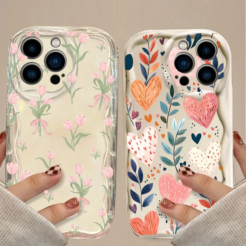 Elegant Tulip Leaves Floral Phone Case Shell
