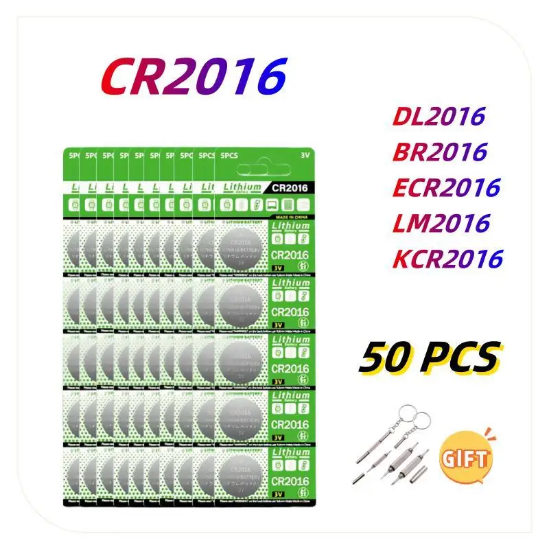 Литиевая батарея монетного типа CR2016, 50 шт., DL2016 BR2016 DL2016 LM2016 80 мАч 3 в для часов, электронных игрушек, калькуляторов, бесплатная доставка