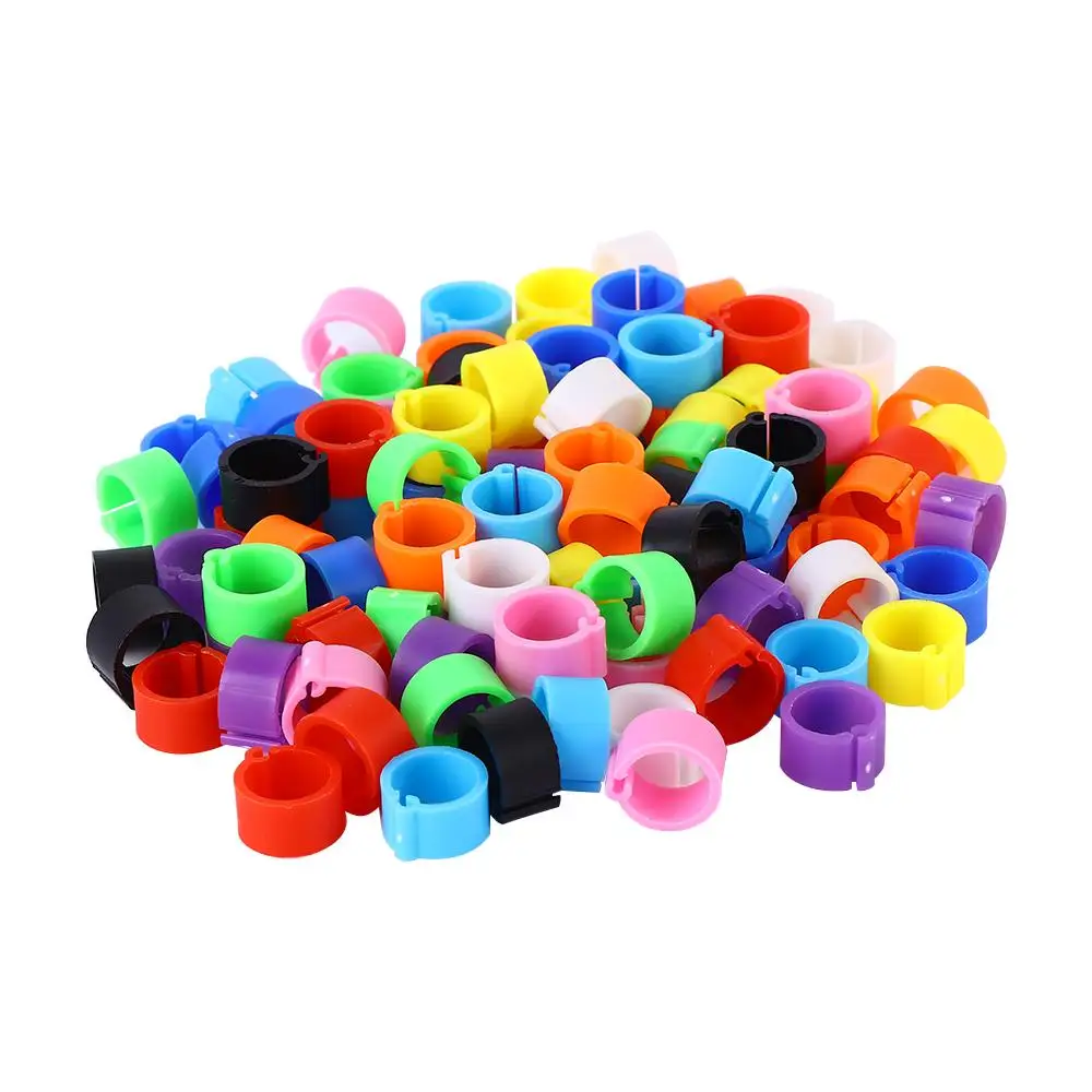 100pcs 직경 8mm 유용한 홈 가든 플라스틱 애완 동물 제품 클립 링 가금류 다리 링 색상 무작위 비둘기