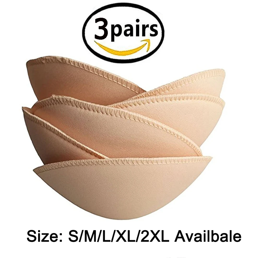 

3 Pair (6Pieces) Round Bra Inserts (Light & Soft) Breathable And Sewed Bra Pads for Cup A/B/C/D/E/F
