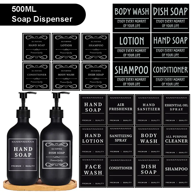 500ml Soap Dispenser 6/12 Labels Stickers Lotion Shampoo Shower Gel Bottle Press Type Refillable Container Bathroom 2/3PCS soap dispenser refillable bottle shampoo dispenser soap dispenser bottle foaming soap dispenser refillable plastic bottles foam pump bottle plastic lotion bottle bathroom labels sticker set