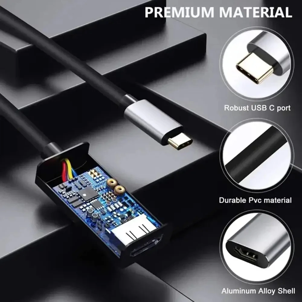 Premium USB-C to HDMI Video Converter Adapter Cable for HDTV and More Devices