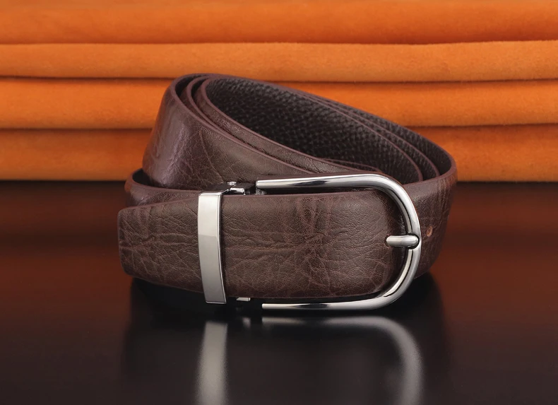 High Quality Classic pin buckle genuine leather belt men luxury brand Formal designer full grain leather cintos masculinos B559