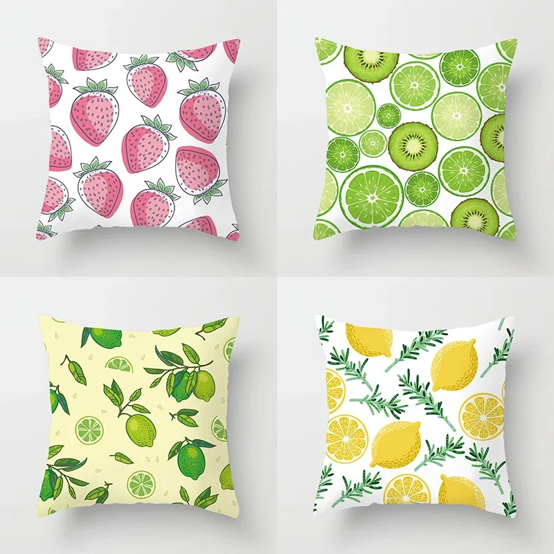 

Fruit Print Pillow Case Strawberry Lemon Cushion Cover 45x45cm Home Decor Sofa Chair Car Throw Waist cover