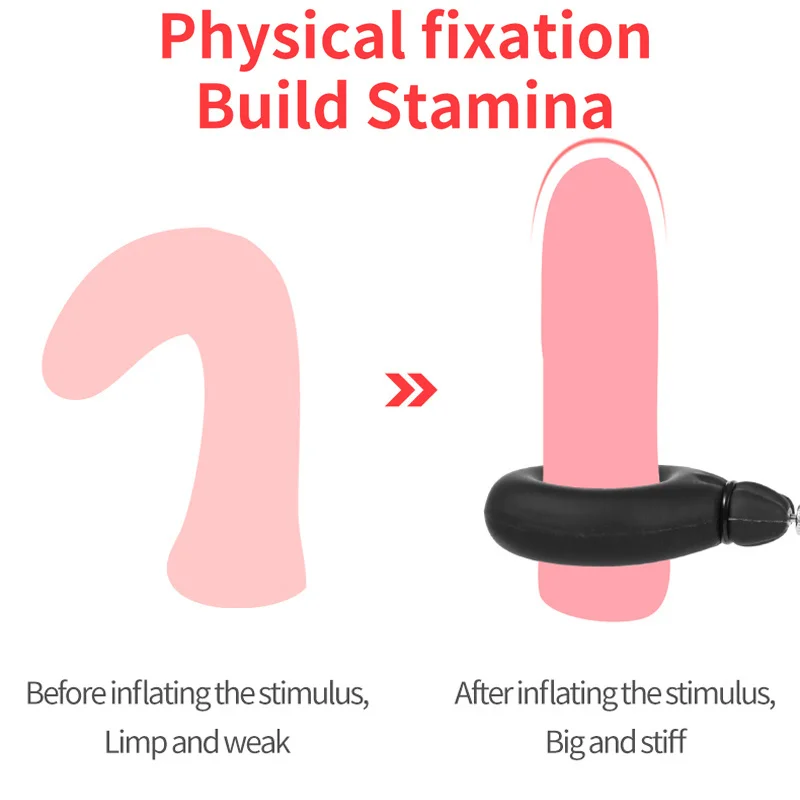 Inflatable Cock Ring Penis Pump Clamp Lock Bondage Delay Ejaculation Dick Erection Ball Stretcher Enlarger Rings Sex Toys