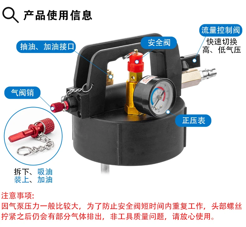 Description Picture 6 of itemNew automatic transmission, gearbox oil filling tool, pneumatic motor oil, sucker can, brake fluid changer