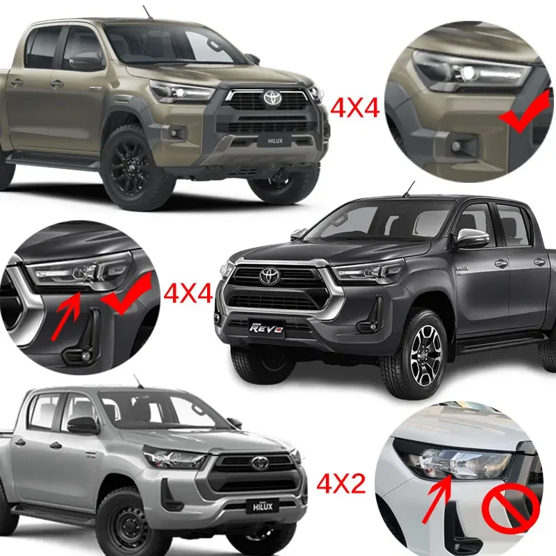 ABS Tail Light Lamp Covers For Toyota Hilux 2021 2022 2023 4x4 Rear Lamp Hoods Car Styling Accessories images - 6