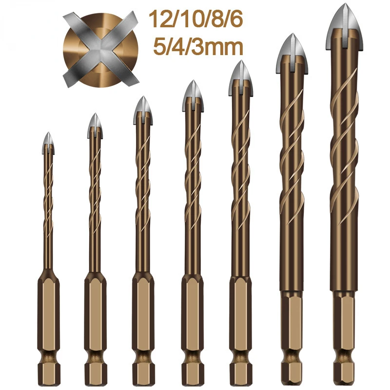 

Hexagonal Handle Spiral Groove Cross Alloy Drill Ceramic Four-Blade Drill Glass Tile Drill Vitrified Brick