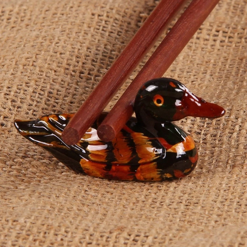 2pcs Cute Chopstick Stand Ceramic Ware Duck Chopsticks Holder Rest Rack