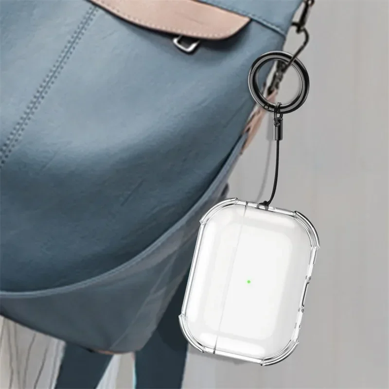 

New for airpod pro 2 3 case transparent crystal soft shell with keyring Anti-lost case Anti-scratch Shell for 2022 Airpods pro 2
