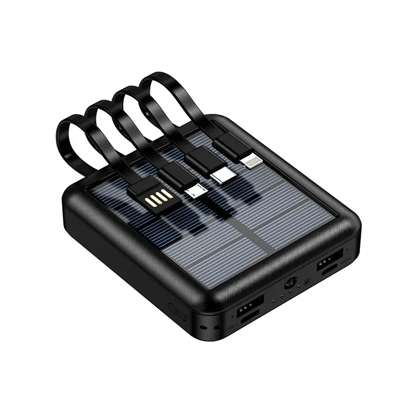 

Solar Power Bank 10000mah Battery Pack Charger Portable Phone Power Supply with Type C Lighting USB Cable for Samsung/iphone