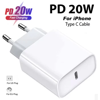 20W PD USB-C Power Adapter Fast Charger For iPhone 14 13 12 11 Pro Max USB Type C Wall Quick Charging X XS XR 7 8 6 Plus Cable 1